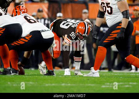 Cleveland Browns defensive tackle Taven Bryan (99) walks off the