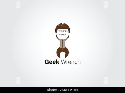 abstract geek wrench logo design template illustration Stock Vector