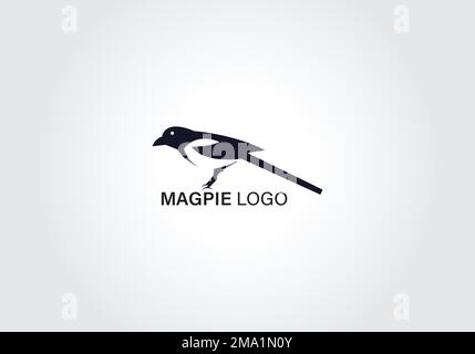 magpie bird negative space logo vector illustration Stock Vector