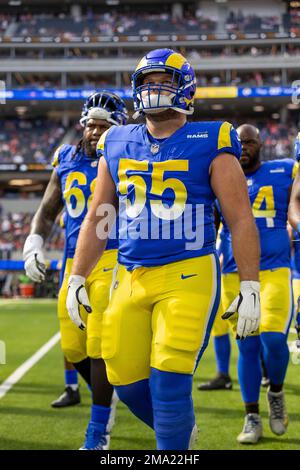 Los Angeles Rams center Brian Allen (55) against the San Francisco 49ers in  an NFL football game, Sunday, Oct. 30, 2022, in Inglewood, Calif. The 49ers  won 31-14. (AP Photo/Jeff Lewis Stock Photo - Alamy