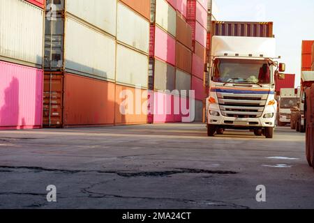 trucks from the point of view of transportation Stock Photo