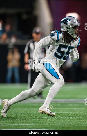 Carolina Panthers linebacker Cory Littleton (55) plays against the San  Francisco 49ers during an NFL football game on Sunday, Oct. 9, 2022, in  Charlotte, N.C. (AP Photo/Jacob Kupferman Stock Photo - Alamy