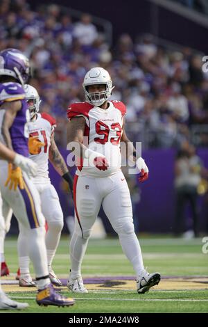 Arizona Cardinals defensive end Jonathan Ledbetter (93) during an NFL  football game against the Seattle Seahawks, Sunday, Oct. 16, 2022, in  Seattle, WA. The Seahawks defeated the Cardinals 19-9. (AP Photo/Ben  VanHouten