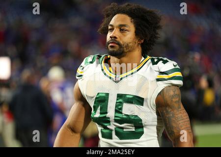 November 14, 2021: Green Bay Packers safety Adrian Amos (31) celebrates his  interception with inside linebacker De'Vondre Campbell (59), free safety  Darnell Savage (26), and cornerback Eric Stokes (21) during the NFL