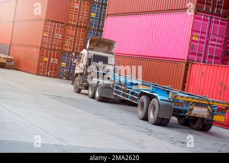 trucks from the point of view of transportation Stock Photo