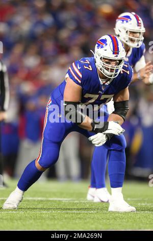 Buffalo Bills offensive tackle David Quessenberry walks off the