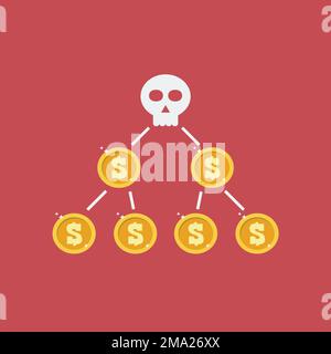 Ponzi scheme vector illustration. Pyramid network. criminal cheat and scam with funds tricks. Stock Vector