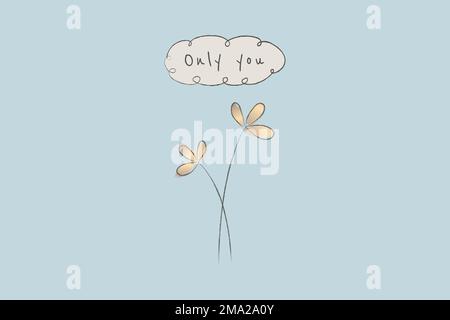 Motivational quote editable template vector with doodle plant only you Stock Vector