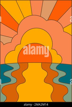 Landscape with sunset over sea Stock Vector Image & Art - Alamy