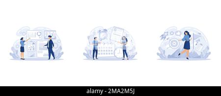 Confidence, accountability and discipline, mental strength, psychological flexibility, decision making, leadership role, personal development, set fla Stock Vector