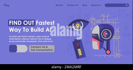 Find out fastest way to build AI, website page Stock Vector