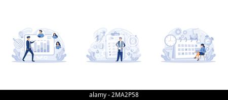 Project lifecycle, set flat vector modern illustration Stock Vector