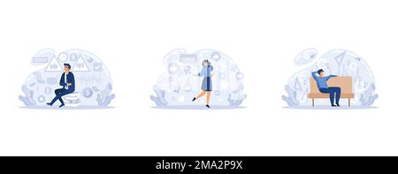 Brain activity. Critical thinking, positive thinking, abstract thinking types of intellection. Decision making, emotional intelligence, positive minds Stock Vector