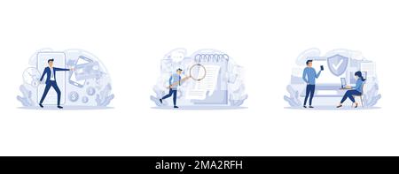 Fees and funding, terms and conditions, privacy policy, service cost, subscription fee, website menu bar, UI, UX, set flat vector modern illustration Stock Vector