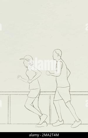 Runners background vector simple line drawing Stock Vector