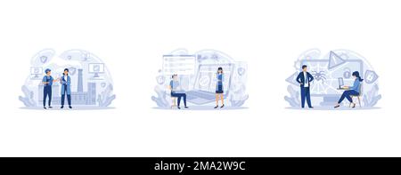 Antivirus software development metaphor. Malware, computer virus and spyware, industrial cybersecurity management. Online programs personal data prote Stock Vector