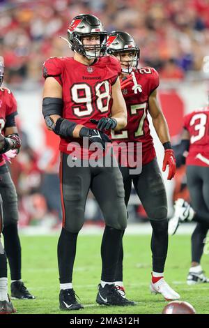 Tampa Bay Buccaneers linebacker Anthony Nelson (98) walks the