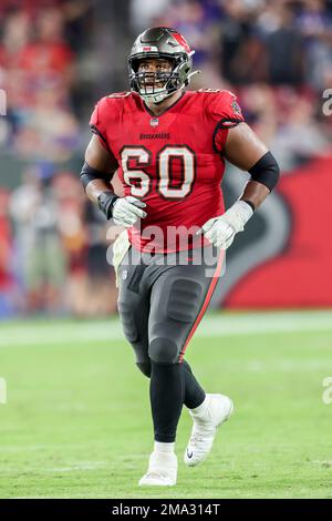 Tampa Bay Buccaneers guard Nick Leverett (60) prays before an NFL football  game against the Atlanta Falcons, Sunday, Dec. 5, 2021, in Atlanta. The Tampa  Bay Buccaneers won 30-17. (AP Photo/Danny Karnik