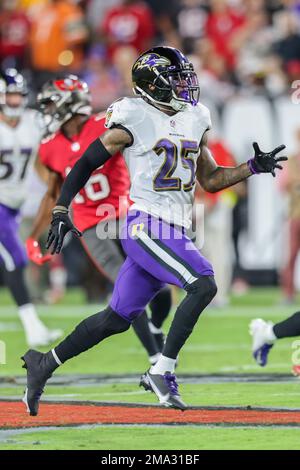 Baltimore Ravens cornerback Kevon Seymour (25) reacts during the