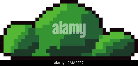 Pixelated shrubs or bushes for game setting icon Stock Vector