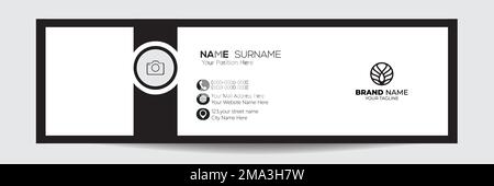 Minimalist email signature template design or email footer and personal social media cover Stock Vector
