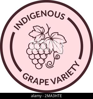 Grape variety, isolated icon with organic and natural berries. Wine making and producing of alcoholic beverages. Monochrome sketch. Label or logotype Stock Vector