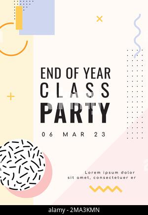 Neo Memphis invitation template vector Stock Vector