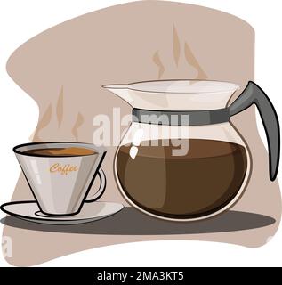 Delicious coffee always warmed up in a beautiful teapot Stock Vector