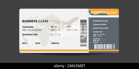 Creative Vector illustration of airline boarding pass ticket. Concept of travel, journey, or business trip. Stock Vector