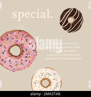 Hand drawn donut Instagram ad template vector Stock Vector