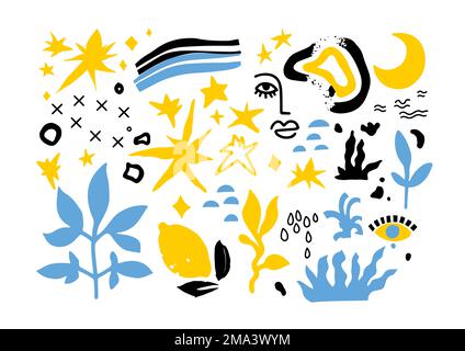 Abstract painting, face and blooming flower vector Stock Vector