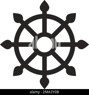 Dharma wheel of fortune, spirituality, Buddhism religious symbol. Vector illustration Stock Vector
