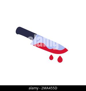 knife in blood, murder icon, flat vector Stock Vector