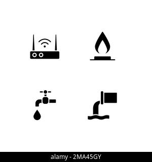 Home services black glyph icons set on white space Stock Vector