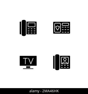 Home appliances black glyph icons set on white space Stock Vector