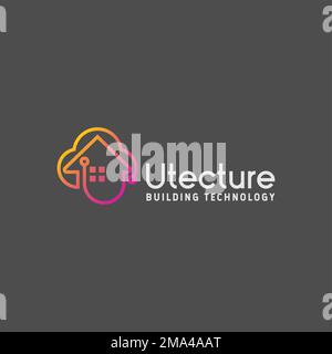 Simple line out home and could technology image graphic icon logo design abstract concept vector stock. used as a symbol related to system or property Stock Vector