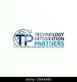 Unique letter or word TIP sans serif Font with technology and globe graphic icon logo design abstract concept vector stock sophistication or initial Stock Vector