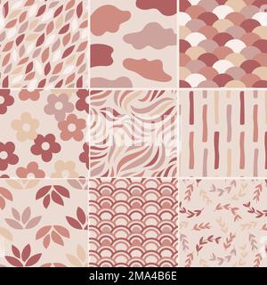 Pastel pink seamless patterns set vector Stock Vector