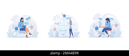 Stress management , pressure control, depression, emotional tension, mental health management, physical and psychological stress. Way to lead an activ Stock Vector