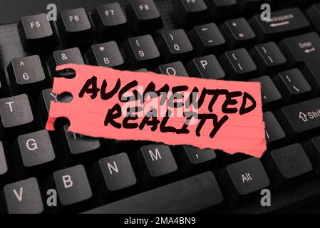 Sign displaying Augmented Reality. Business overview technology that imposes computer image on the real world Stock Photo