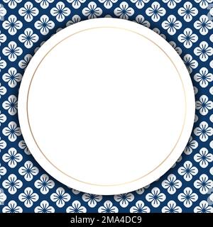 Gold frame on Japanese seamless pattern vector Stock Vector