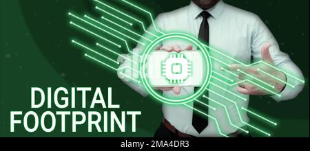 Inspiration showing sign Digital Footprint. Word for uses digital technology to operate the manufacturing process Stock Photo