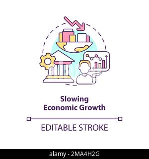 Slowing economic growth concept icon Stock Vector