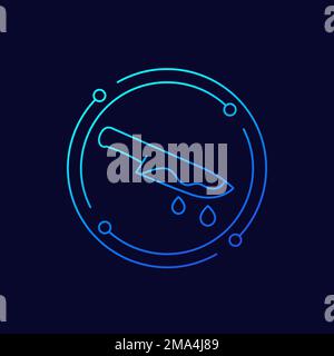 knife in blood, murder icon, line vector Stock Vector