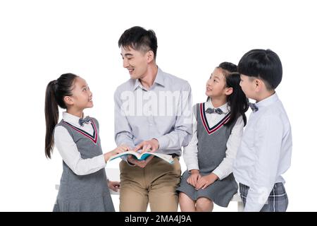 The teacher guiding students learning Stock Photo