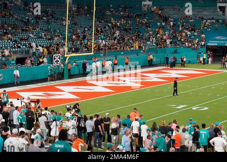 Hard Rock Stadium with the Miami Dolphins throwback logo painted