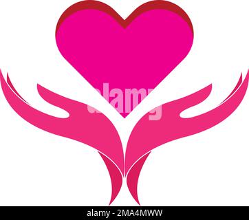 heart and hand logo, icon for communities, foundations and humanitarian agencies Stock Vector