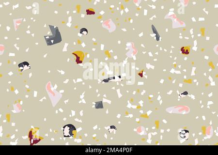 Terrazzo seamless pattern background vector in green Stock Vector