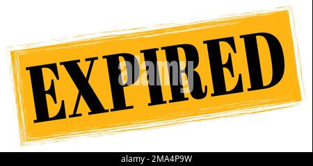 EXPIRED text written on orange-black rectangle stamp sign. Stock Photo