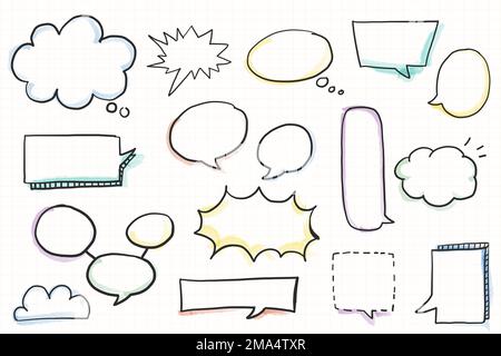 Hand drawn speech bubble doodle element vector set Stock Vector